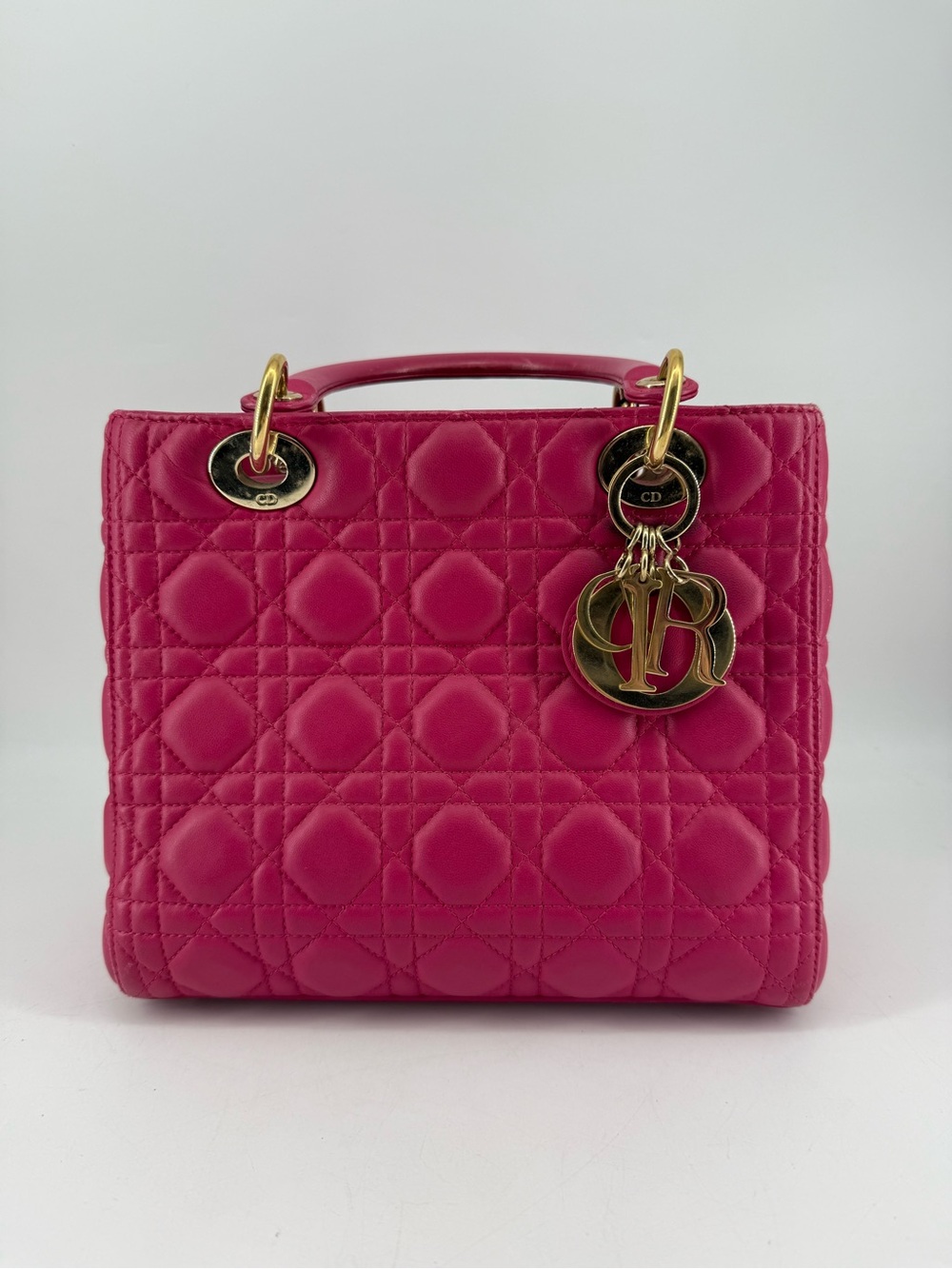 Dior Pink Quilted Lady Dior Top-Handle Bag